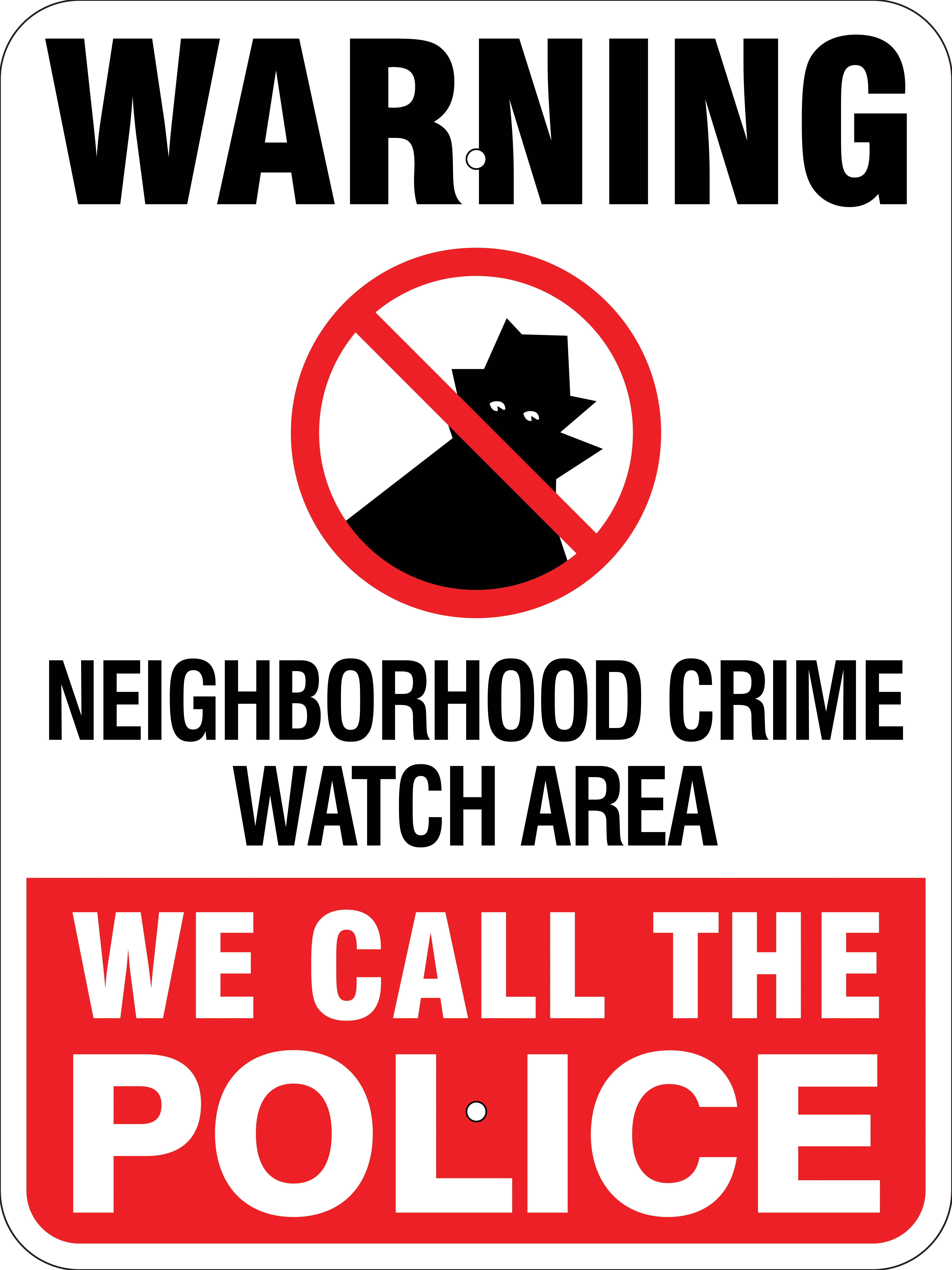 Crime Watch Zone Metal Sign, White/Black/Blue, Var. Sizes, Reflective  Grades, Holes, Overlaminate Y/N, Quality Materials, Long Life #NW-1002